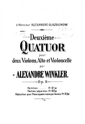 Winkler - String Quartet No. 2 - Full Score - Score