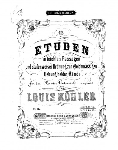 Köhler - 12 Etuden - Heft I (No. 1-5)