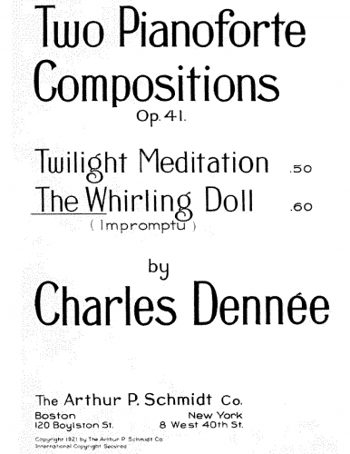 Dennée - 2 Pianoforte Compositions, Op. 41 - 2. The Whirling Doll: Impromptu
