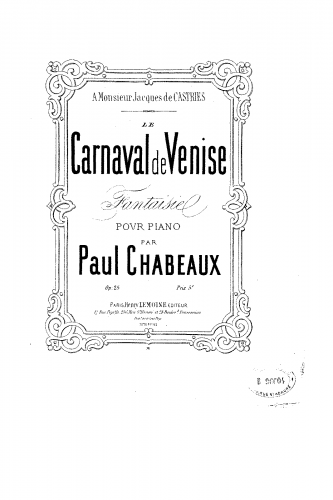 Chabeaux - Le carnaval de Venise - Score