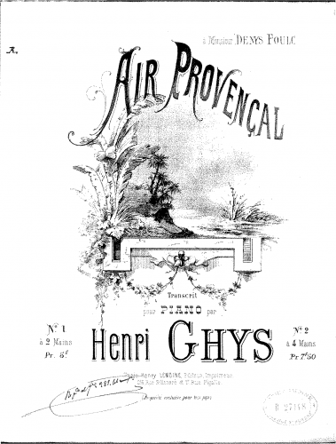 Ghys - Air provençal - For Piano 4 Hands - Score