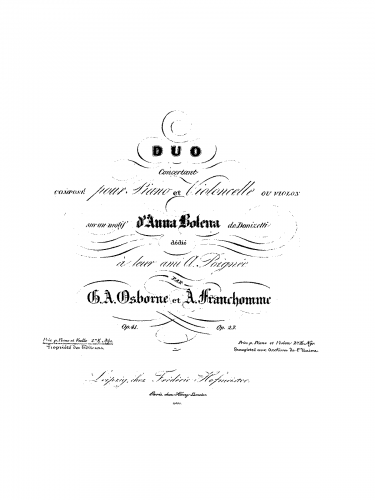 Franchomme - Duo concertant sur un motif d'Anna Bolena de Donizetti - Piano Score