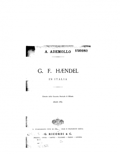 Ademollo - G. F. Handel in Italia - Complete Book