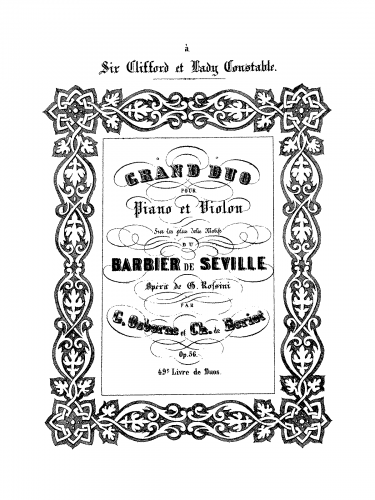 Bériot - Grand duo sur les jolis motifs du 'Barbier de Seville', Op. 56 - Score