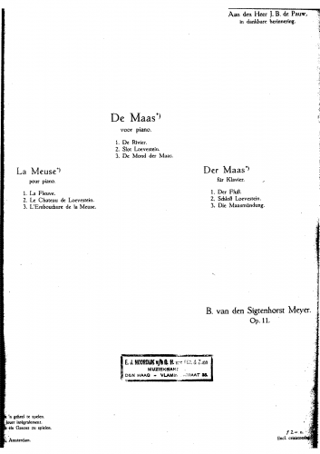 Sigtenhorst Meyer - The Meuse, Op. 11 - Score