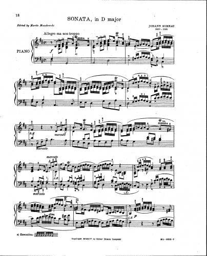 Kuhnau - Sonate No. 2 - Score