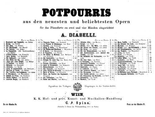Diabelli - 2 Potpourris aus 'Rigoletto' - Score