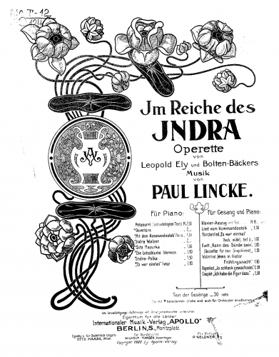 Lincke - Im Reiche des Indra - Selections For Piano solo (Lincke) - Potpourri