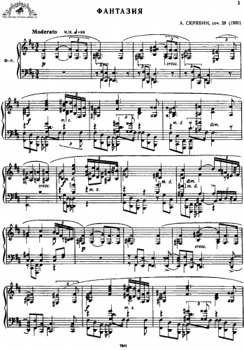 Scriabin - Fantasie - Score