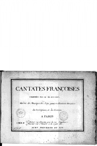 Bousset - Cantates françoises - Score