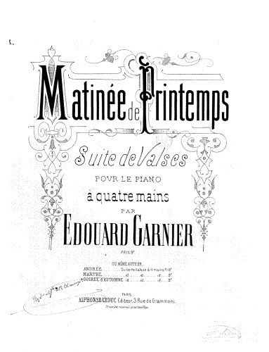 Garnier - Matinée de printemps - Score