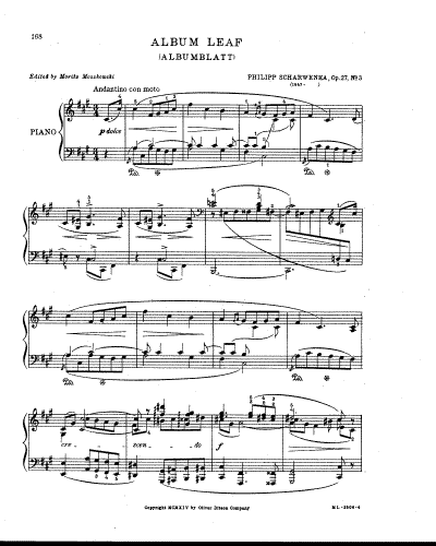 Scharwenka - 6 Etudes and Preludes, Op. 27 - No. 3 Album Leaf (Albumblatt)