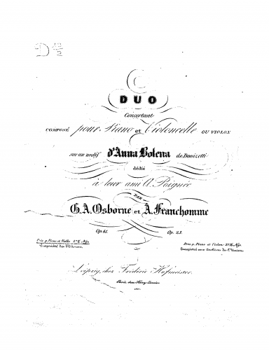 Osborne - Duo concertant sur un motif d' 'Anna Bolena' - Score