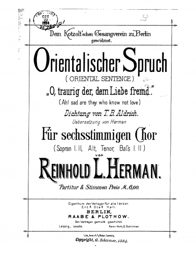 Herman - Orientalischer Spruche - Score