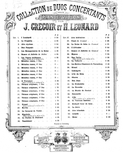 Léonard - Airs bohèmiens - Score