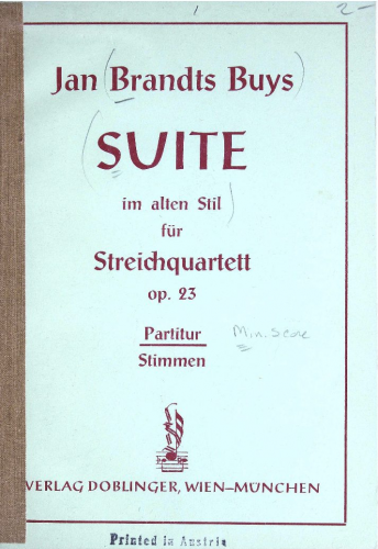 Brandts Buys - Suite for String Quartet - Score