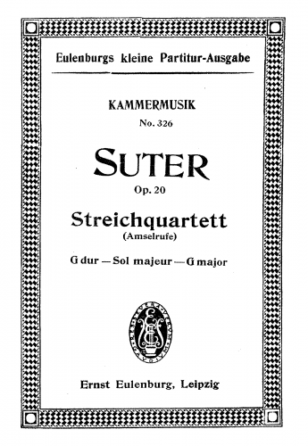 Suter - String Quartet No. 3 - Score