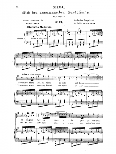 Meyerbeer - Lied des venezianischen Gondoliers - Score