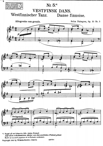 Palmgren - Finnish Rhythms, Op. 31 - Score