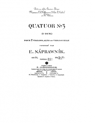 Nápravník - String Quartet No. 3, Op. 65 - Score