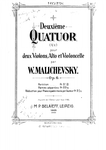 Maliszewski - String Quartet No. 2 in C major - Score