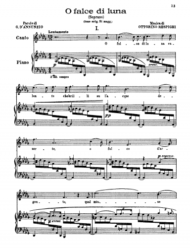 Respighi - 6 Liriche, Series 1 - Individual Transcriptions 6. Pioggia - Score