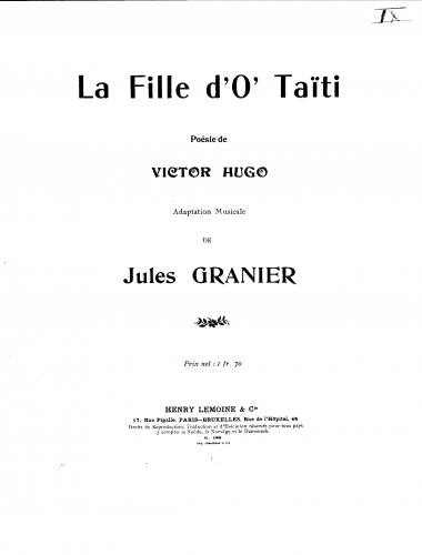 Granier - La Fille dO Taïti - Score