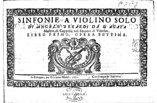 Berardi - 6 Violin Sonatas - Score
