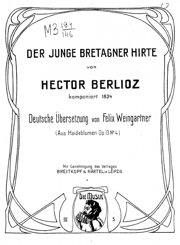 Berlioz - Le jeune Pâtre breton - Vocal Score - Score