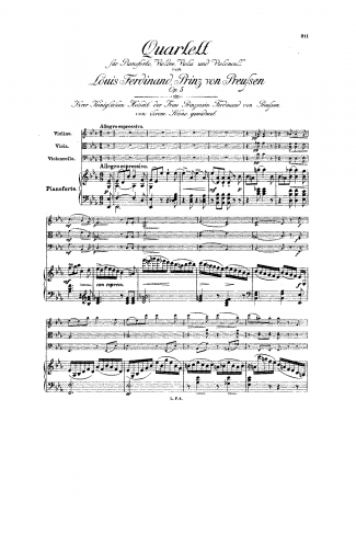 Louis Ferdinand - Piano Quartet - Scores and Parts - Score
