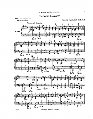 Sapelnikov - 3 Pieces, Op. 5 - No. 2 Second Gavotte