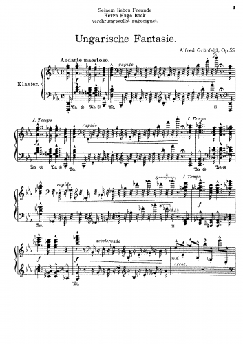 Grünfeld - Ungarische Fantasie, Op. 55 - Score