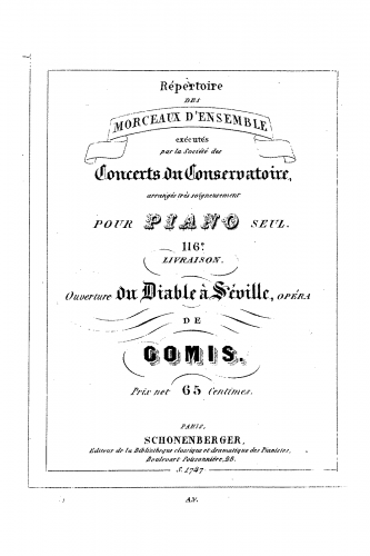 Gomis - Le diable à Seville - Overture For Piano solo (Unknown) - Score
