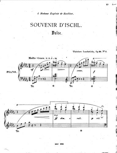 Leschetizky - 2 Piano Pieces, Op. 35 - No. 2 - Souvenir d'Ischl, Valse