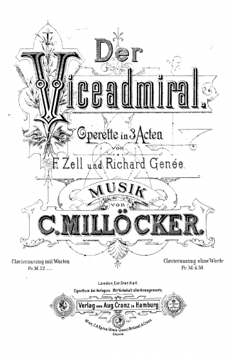 Millöcker - Der Vice-Admiral - For Piano solo - Score