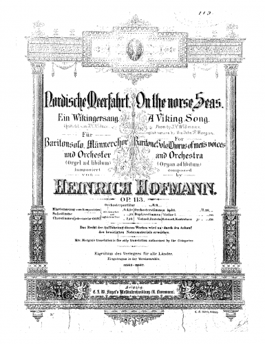 Hofmann - Nordische Meerfahrt - Vocal Score - Score