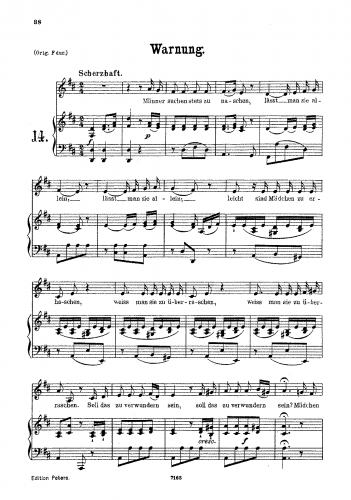 Mozart - Warnung - For Low Voice (D Major)