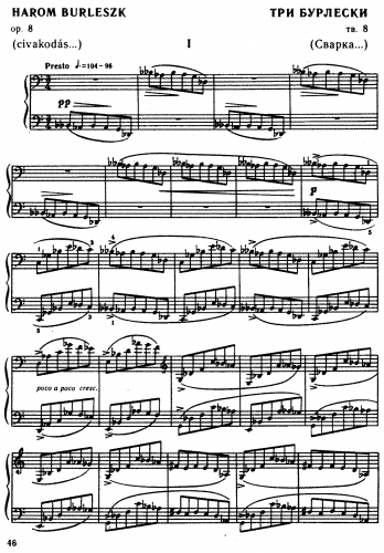 Bartók - Burlesques, Op. 8c - Score