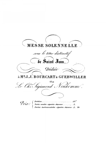 Neukomm - Messe solennelle sous le titre distinctif de Saint Jean - Vocal Score - Score