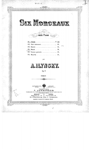 Ilyinsky - 6 Morceaux, Op. 17 - No.'s 1-4