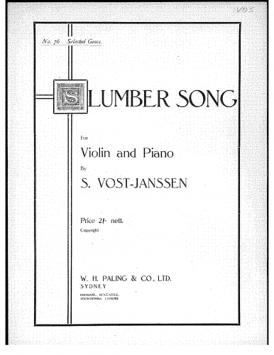 Vost-Janssen - Slumber Song - Piano Score and Violin Part