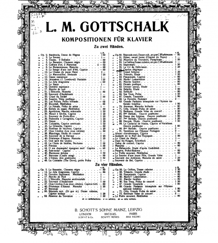 Gottschalk - Caprice élégiaque, Op. 56 - Score