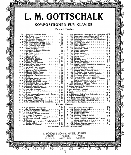 Gottschalk - Colliers d'Or, Op. 6 - Piano Score - Score