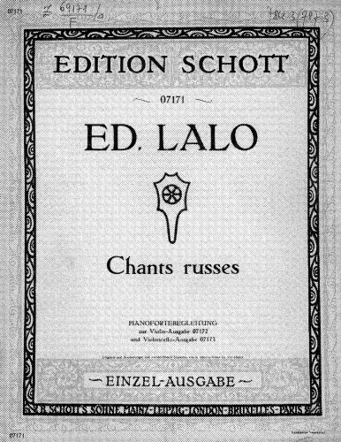Lalo - Concerto russe - II. Lento (Chants russes) For Cello and Piano - Piano Score