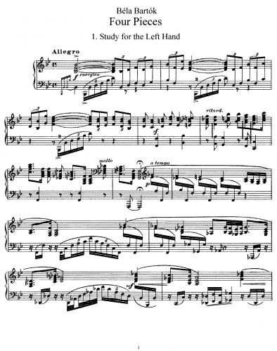 Bartók - 4 Piano Pieces, DD71 - Score