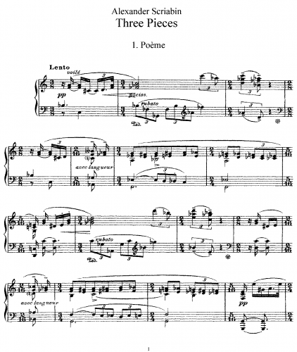 Scriabin - 3 Morceaux, Op. 52 - Score