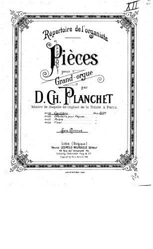 Planchet - Cantilène, No. 135 - Score
