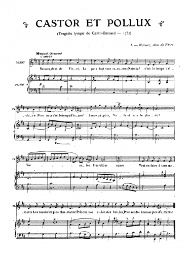 Rameau - Castor et Pollux - Vocal Score Selections - Score