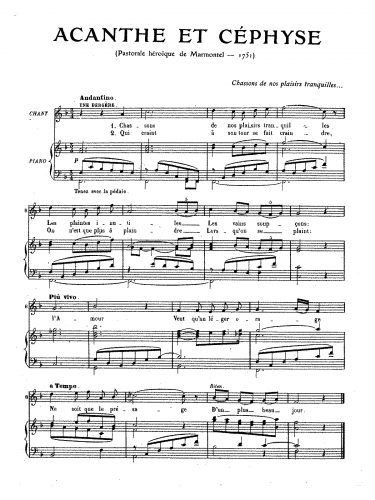 Rameau - Acante et Céphise - Vocal Score Selections - Air: Chassons de nos plaisirs tranquilles...