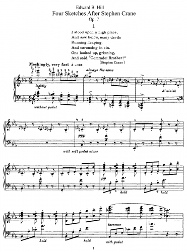 Hill - 4 Sketches after Stephen Crane, Op. 7 - Score